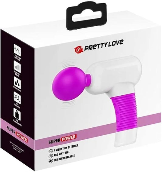 Pretty love Super Power Fun - 7 Function Rechargeable Massager - White/Fuchsia