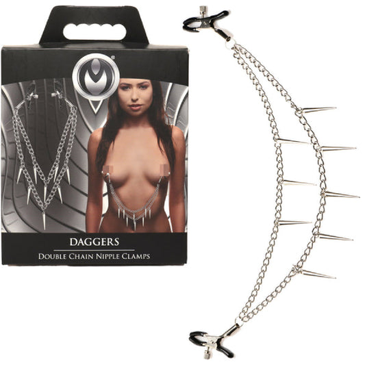 Master Series Daggers! Double Chain Nipple Clamps