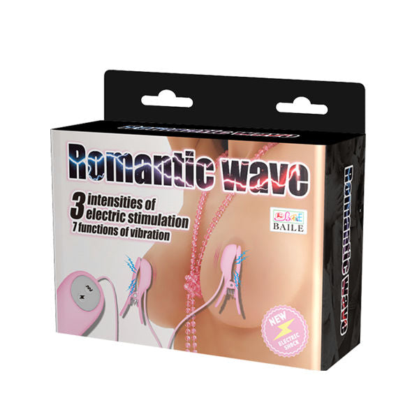 Baile – “Romantic Wave” E-Stimulation Vibrating Nipple Clamps (Pink)