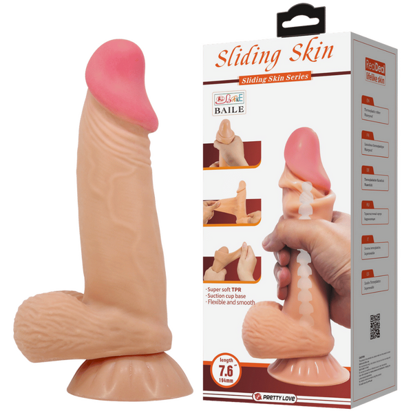 The real feel sliding skin dildo (7.6) inches