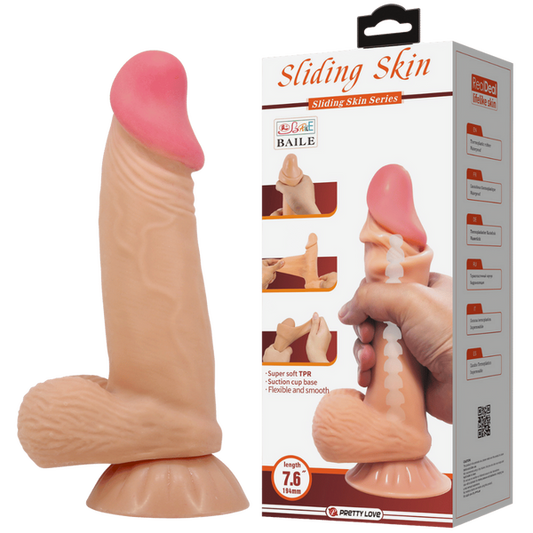 The real feel sliding skin dildo (7.6) inches