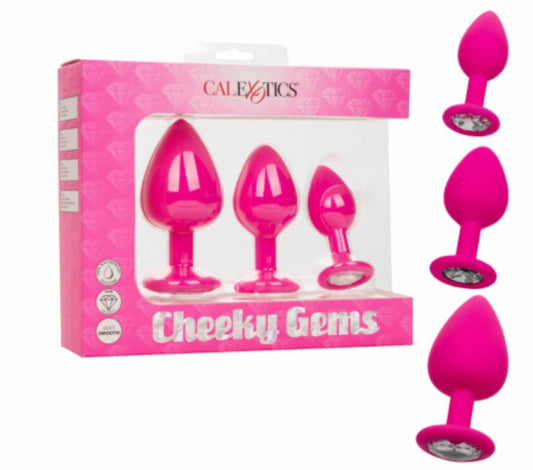 Cheeky gems pink buttplug set